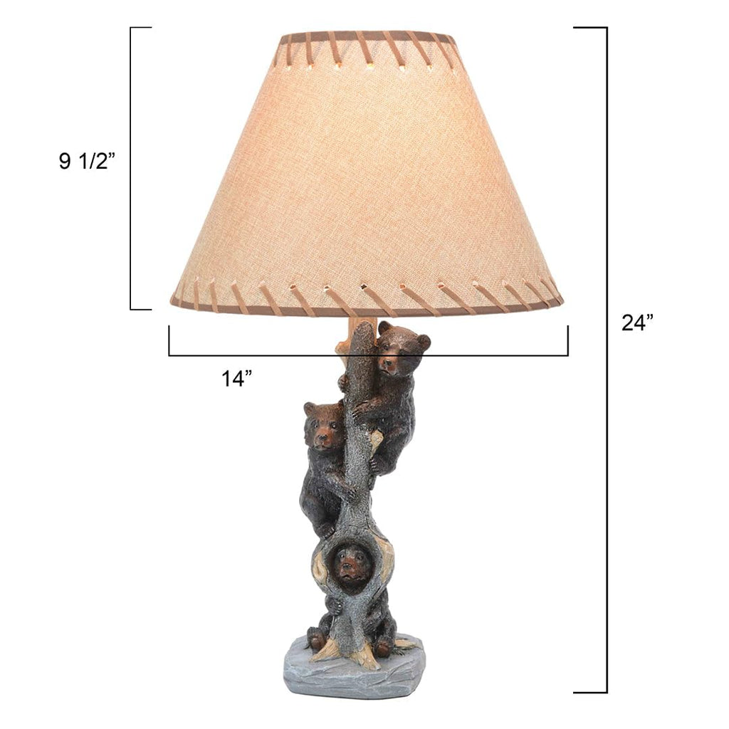 Bears in a Tree Table Lamp, Rustic Cabin Lodge Lamp