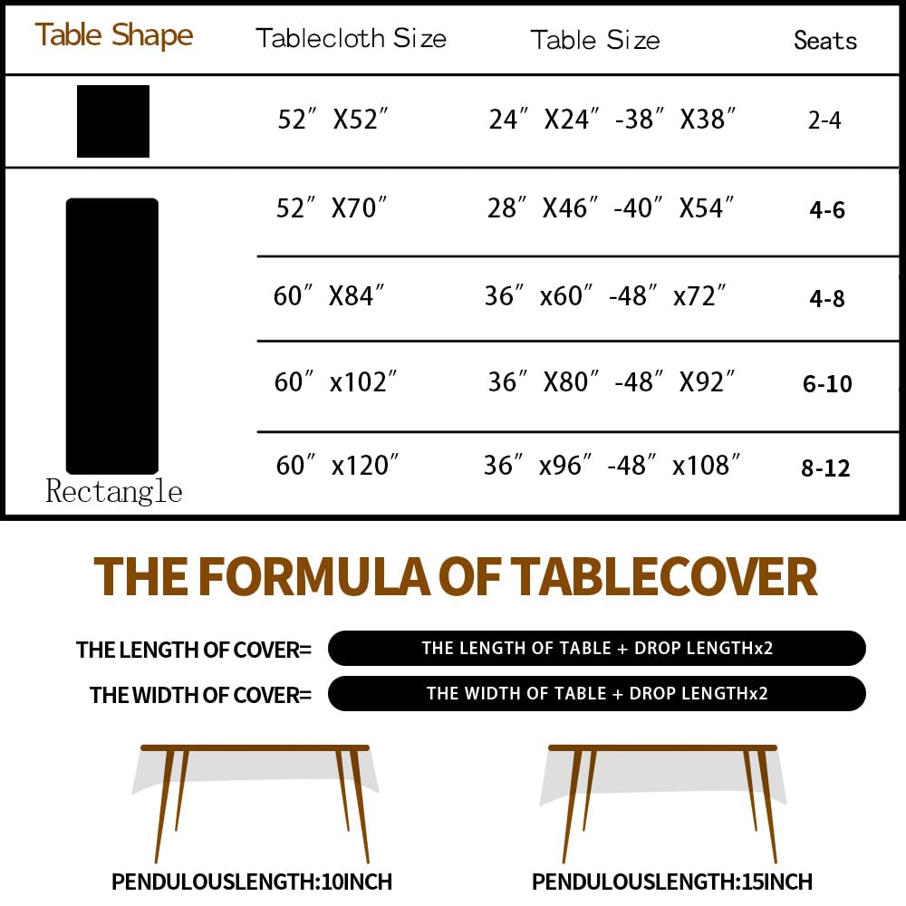 Gold Jacquard Fall Thanksgiving Tablecloth Rectangle, 52"x70"
