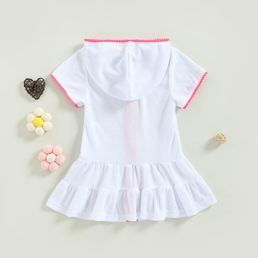 Toddler Girls Swim Cover Up with Hood and Zipper