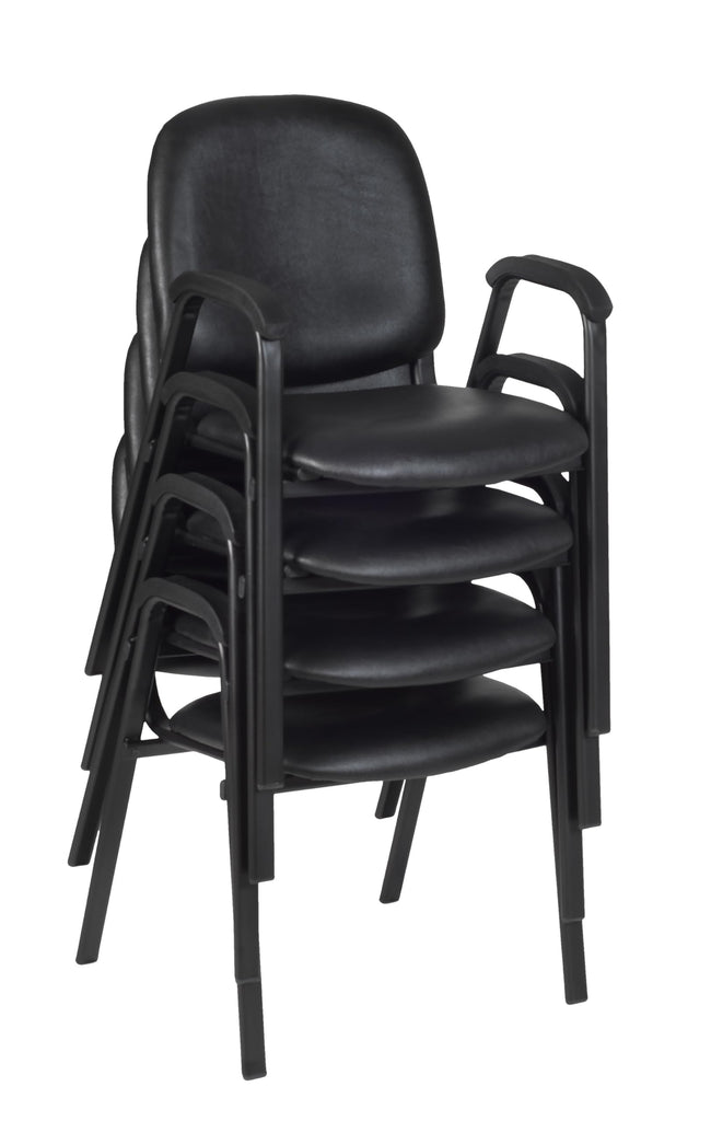 Ace Vinyl Guest Stacking Chair with Arms, Durable and Comfortable Upholstery, Sturdy Steel Frame, Stackable Design