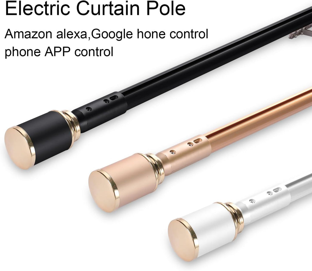 Motorized Curtain Single Poles to Remote Control, Extra-Thick Aluminum Alloy Slide Downward Electric Curtain Rod