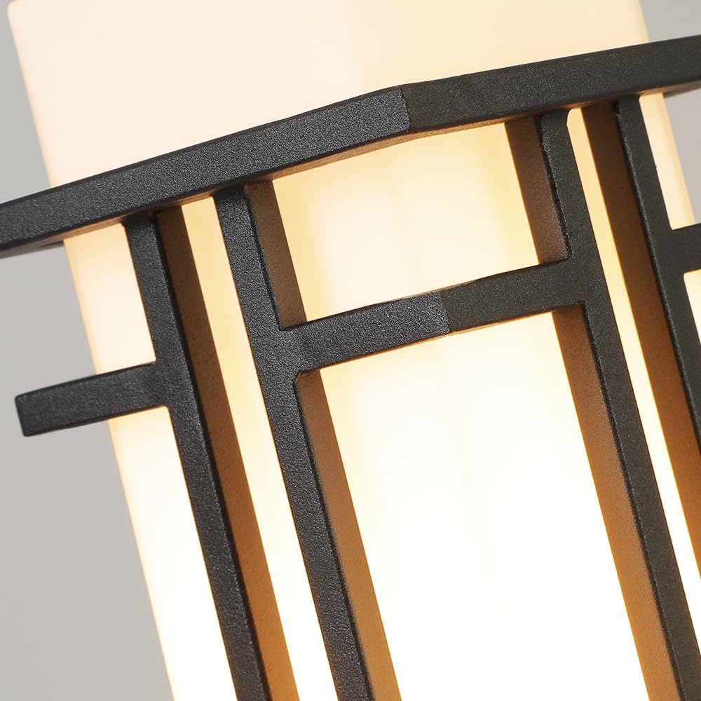 Outdoor Post Lights Waterproof Metal Frame with Milk White Frosted Glass Pier Mount Outdoor Lighting Fixtures(with