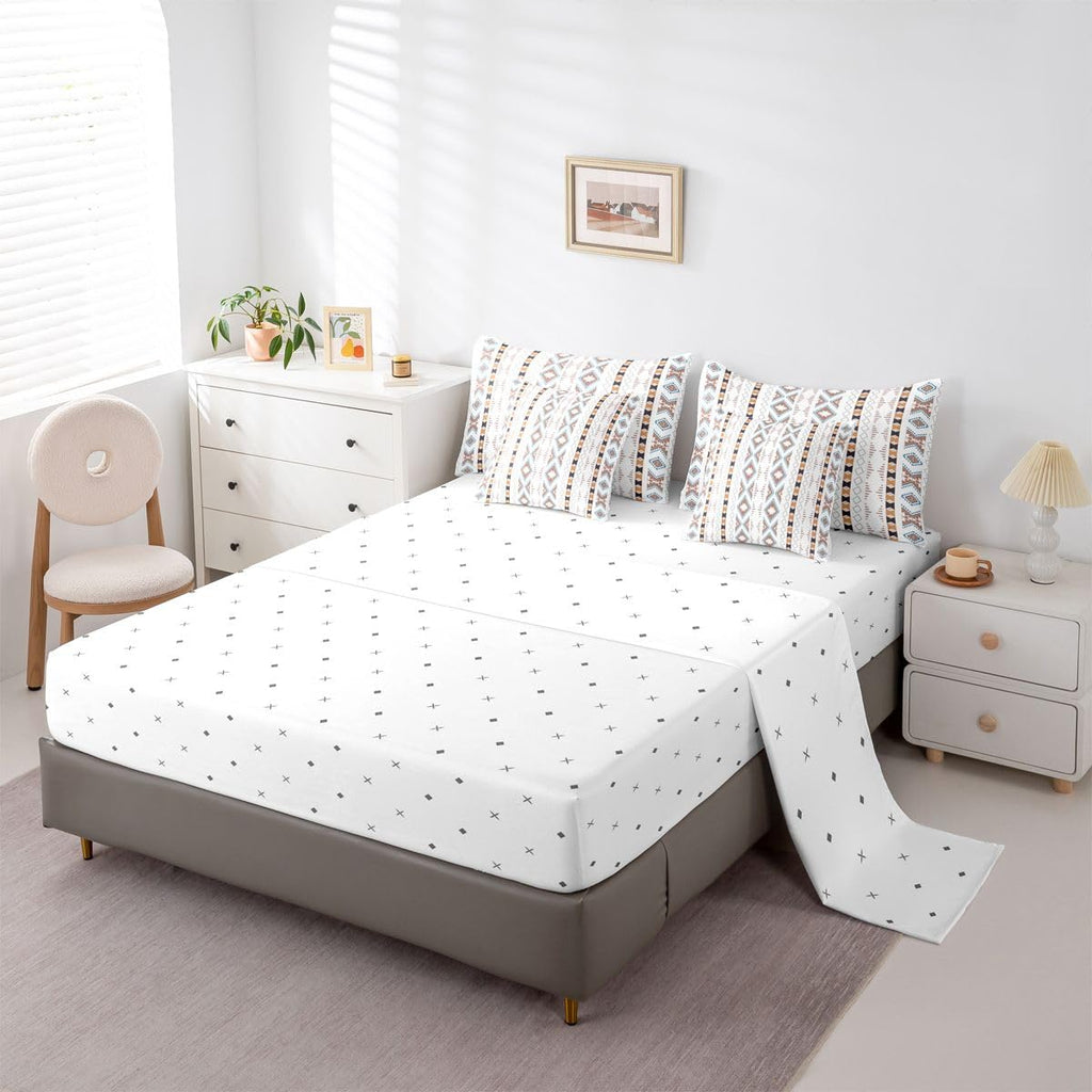 Bohemian Geometric 7 Piece Comforter Set Full Bed in A Bag