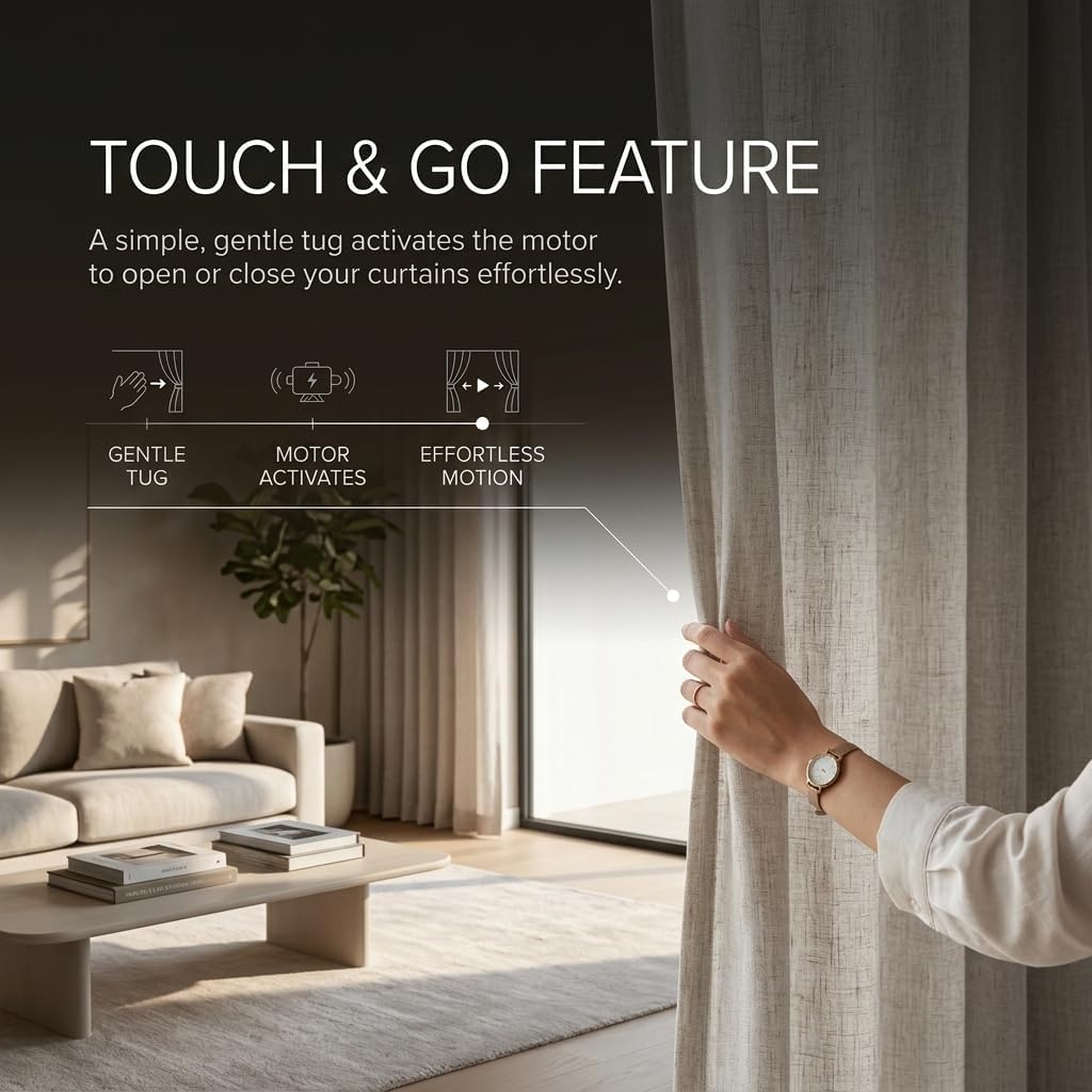 Smart Electric Curtain Track AT5810【Up to 5m (196in) - Motorised and Adjustable 】, with Automated Rail Motor with App