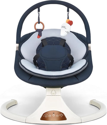 Electric Baby Swing with Remote 5 Speeds Bluetooth & Safety Lock Dark Blue