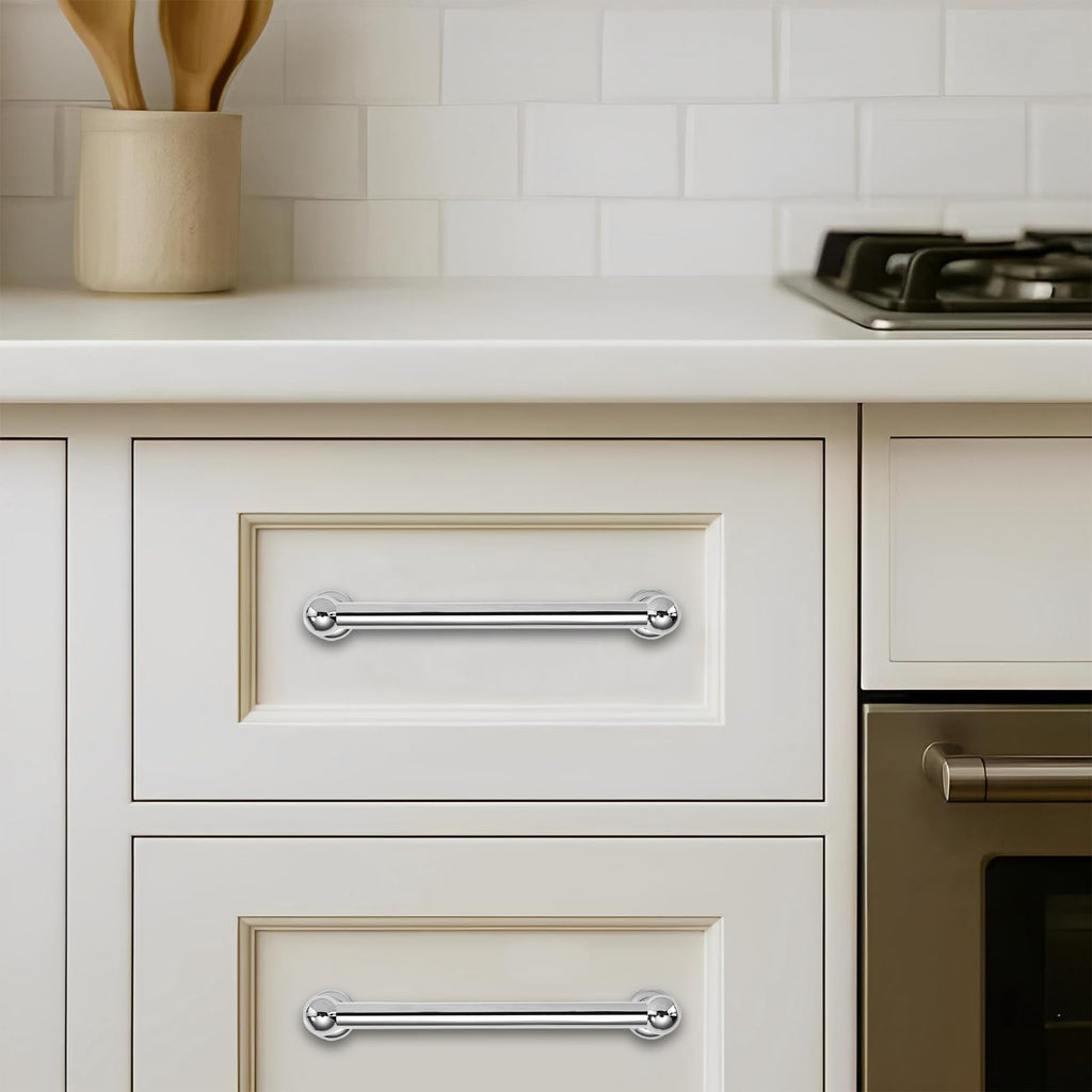 10 Pack 4 inch(102mm) Hole Center Vibrant Polished Chrome Cabinet Pulls Solid Heavy-Duty Kitchen Cabinet Hardware for
