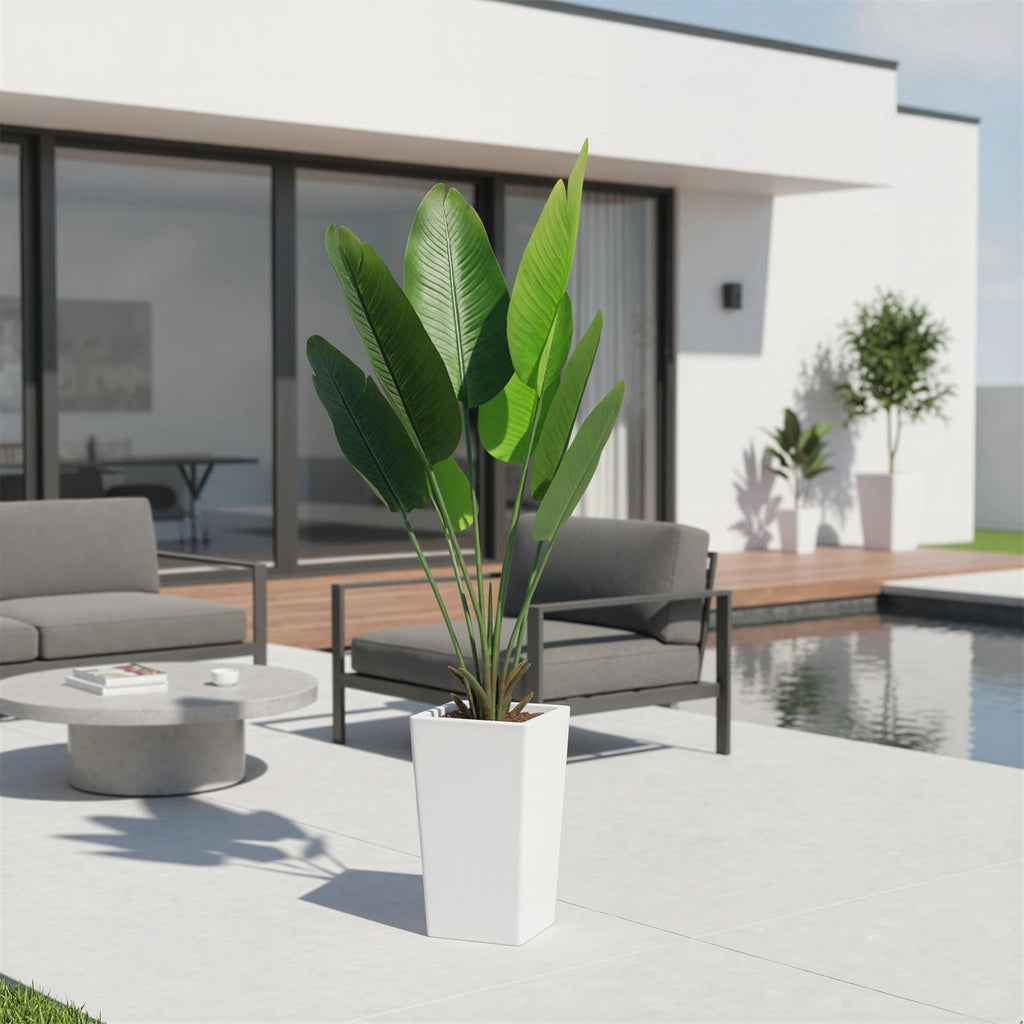 4.7FT Artificial Banana Leaf Tree Indoor, 56" Bird of Paradise Faux Floor Plant Tree, Large Fake Tropical Potted