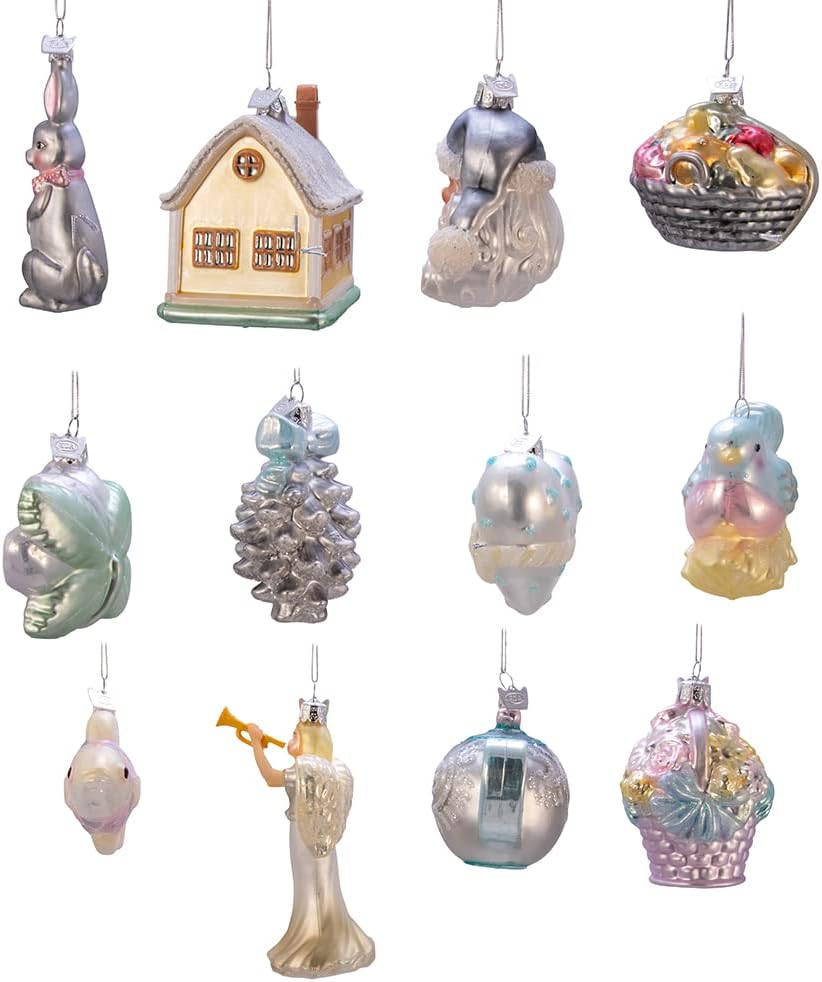 3 to 4.375-Inch Glass Bridal Ornament Set, 12 Piece Set