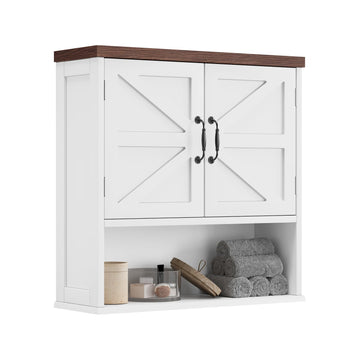 Farmhouse Bathroom Cabinet Wall Mounted, White Medicine Cabinet with Adjustable Shelf, Bathroom Cabinet, Laundry Room