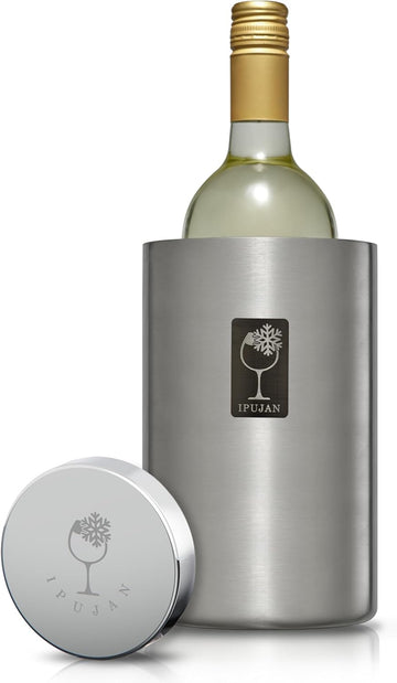 Wine Chiller Bucket with Stainless Ice Stone - Champagne Bucket for 750ml Single Bottle Cold up to 5 Hours - Iceless