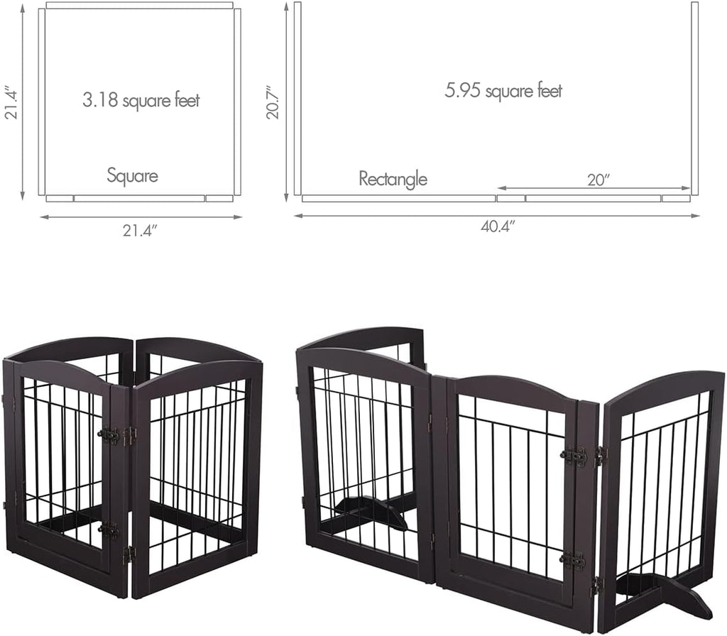 Dog Gate Indoor with Door, Freestanding Pet Gate for Doorway, Stair