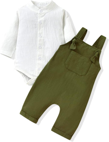 Baby Boys Clothes for Gentleman Outfits,Toddler Overalls Baby Suspender Pants and Bodysuit Romper