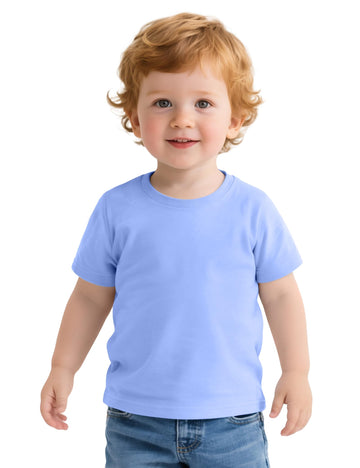Toddler Boys Short Sleeve T-Shirts Baby Basic Tee Solid Color Tops Light Blue