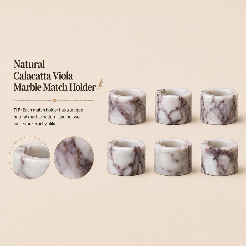 Marble Match Holder with Striker: Mini Decorative Stone Matches Box