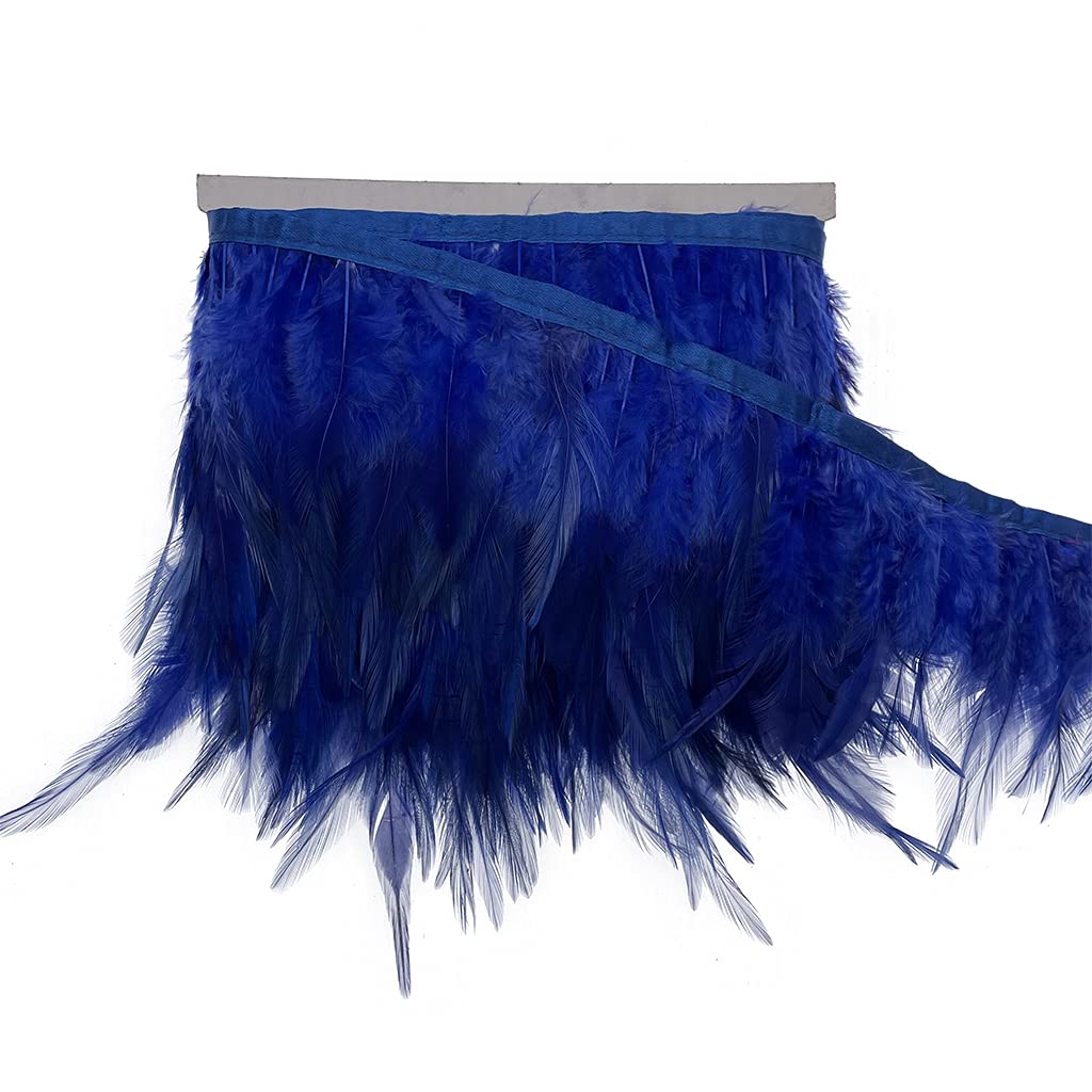 Royal Blue 2Yard Rooster Hackle Feather Fringe Trim 4-6inch in Width for DIY Costume Sewing Craft Decor Dress