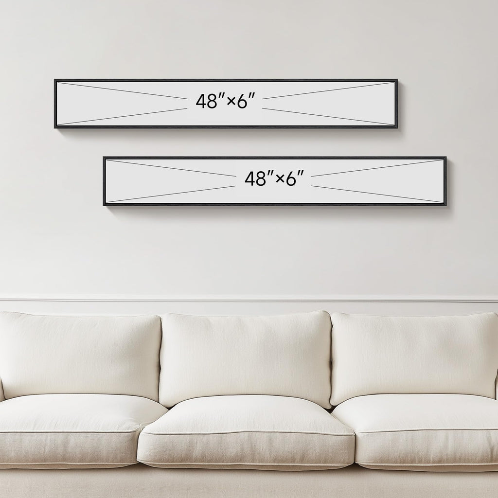 Framed Sage Green Abstract Long Narrow Wall Art Decor, 2 Piece