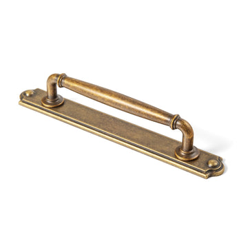 Drawer Pulls Antique Brass Cabinet Pulls with Backplate 5.04" c-c Zinc Alloy Kitchen Cabinet Hardware - 2 Pack