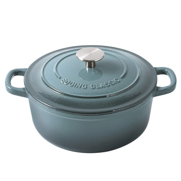 Enameled Cast Iron Round Dutch Oven with Lid Dual Handle Pot Bread Ovens, 7 Quart, Slateblue