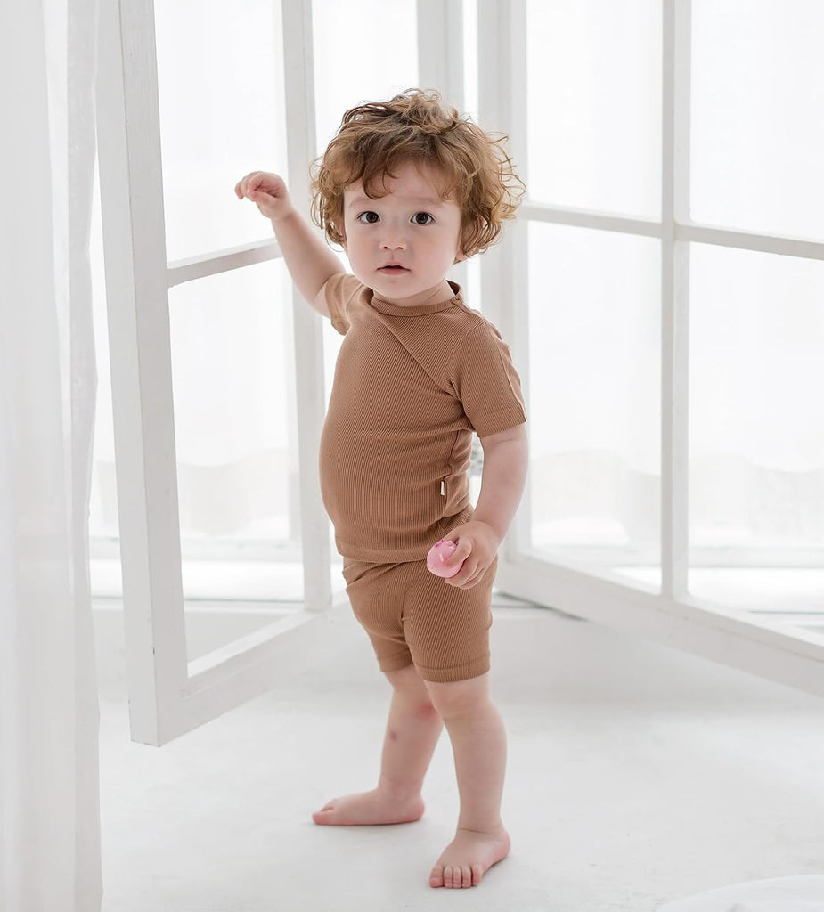 Toddler Short Pajamas Set Baby Boys Girls Kids Snug fit Ribbed Sleepwear pjs for Daily Life Style