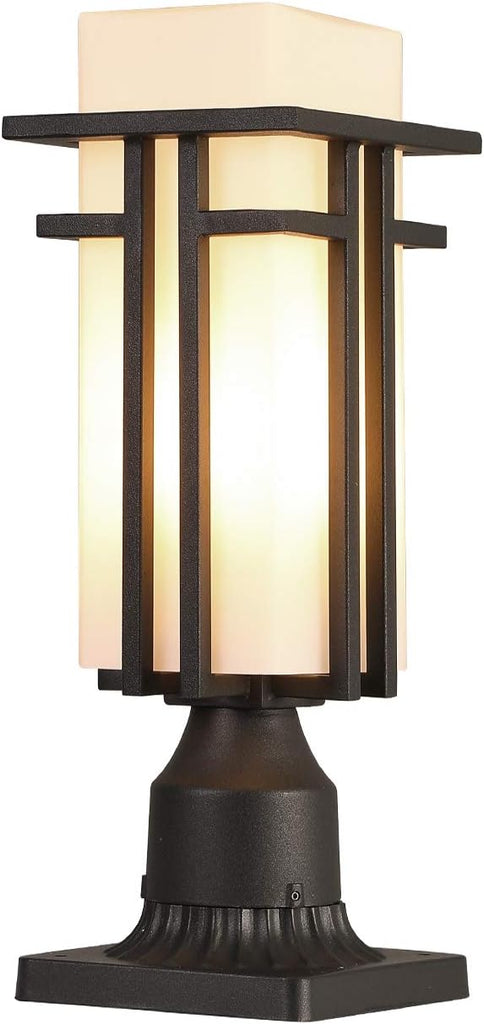 Outdoor Post Lights Waterproof Metal Frame with Milk White Frosted Glass Pier Mount Outdoor Lighting Fixtures(with
