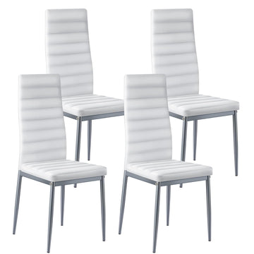 Modern Dining Room Accent Chairs Set of 4, Upholstered Leather Side Chair, Space-Saving Kitchen Chair with Thick