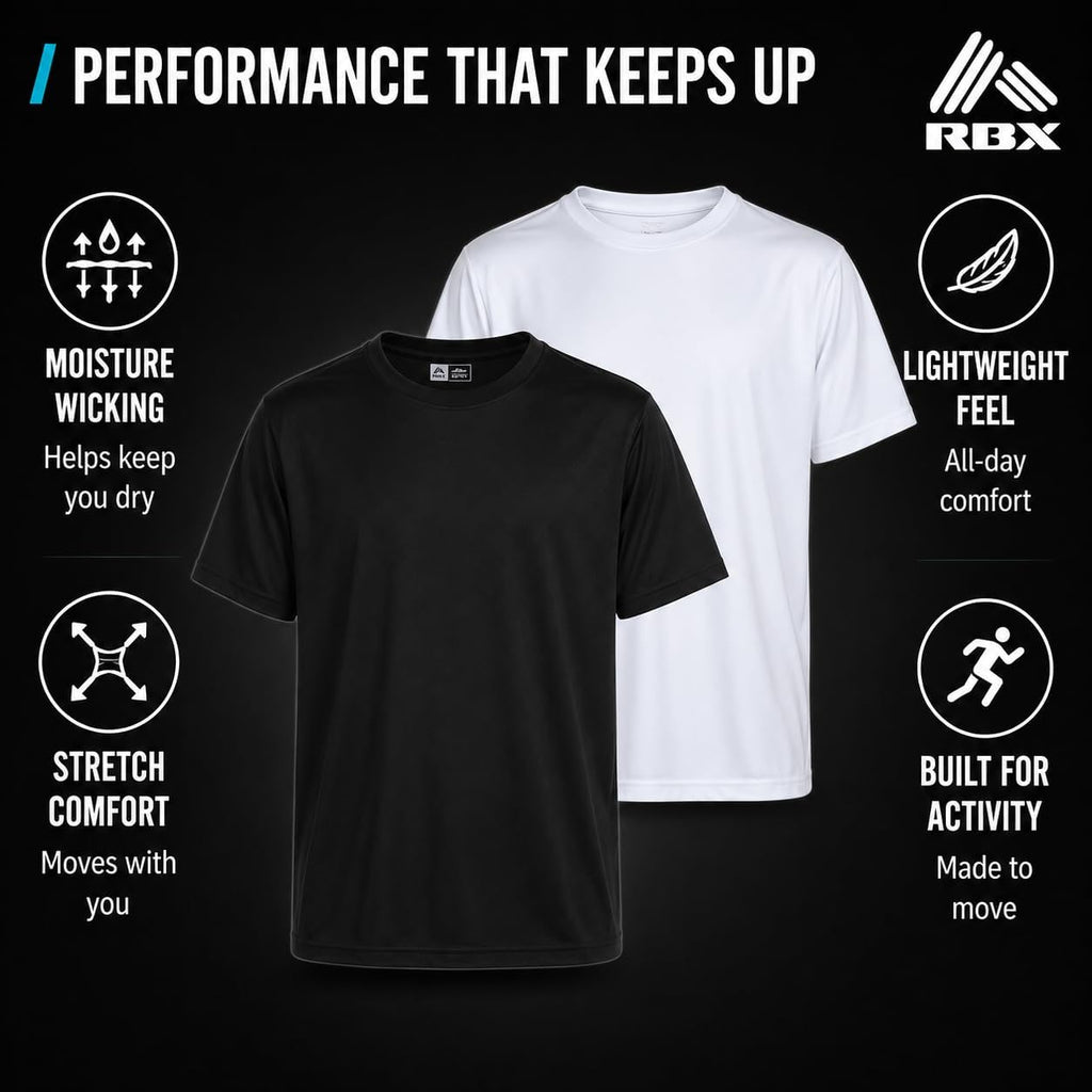 Boys Shirts, 2 Pack Lightweight Crewneck Moisture Wicking Short Sleeve