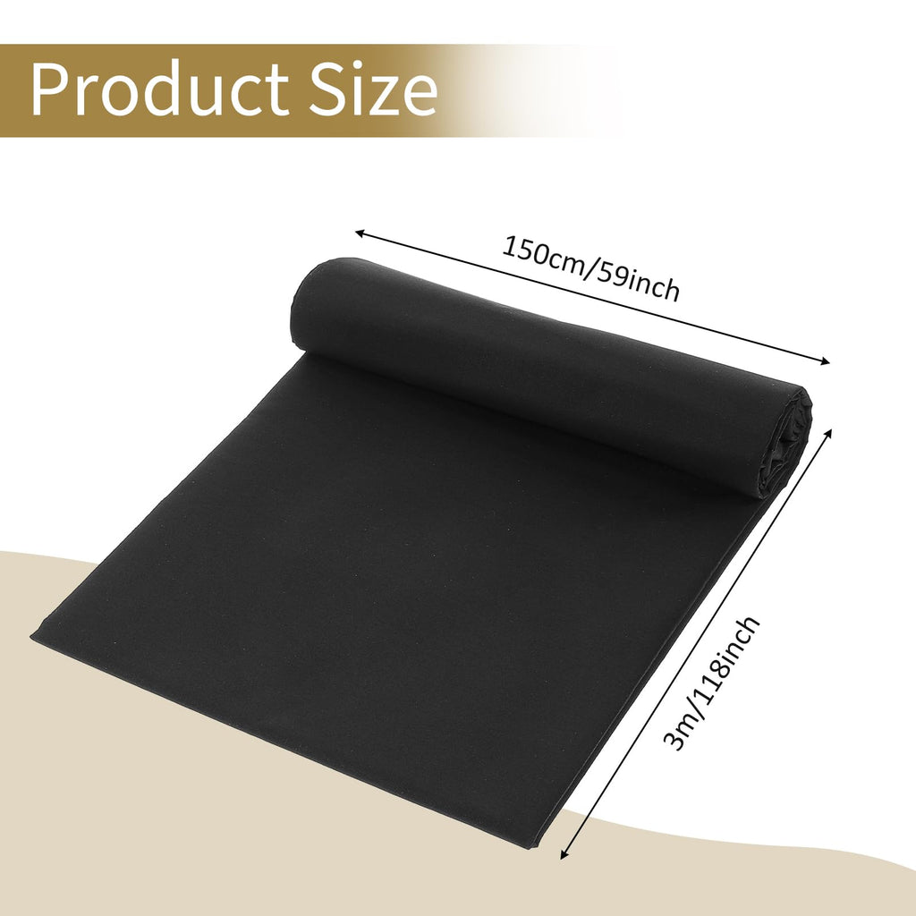 3 Yards Black Cotton Fabric by the Yard Fabrics, 59 Inches Wide Medium Weight 100% Natural Cotton Fabrics, Bleached