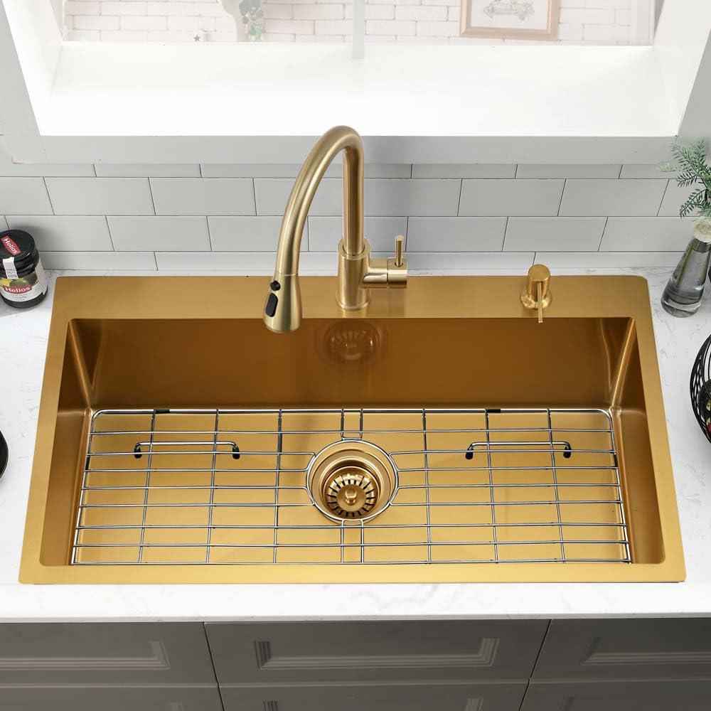 33 x 22 Drop Sink Top Mount Sink Gold Stainless Steel