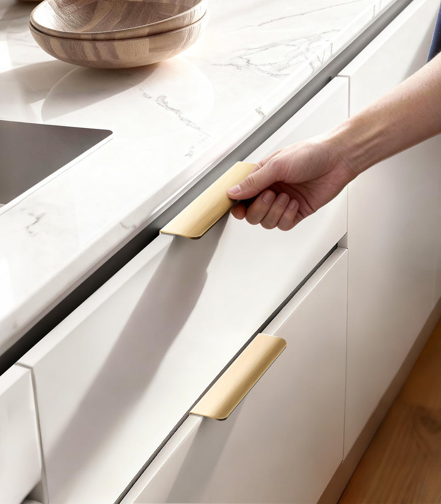 Edge Finger Tab Pulls for Cabinets Invisible Kitchen Concealed Aluminum Flat Hidden Drawer Pull Modern Pack of 5