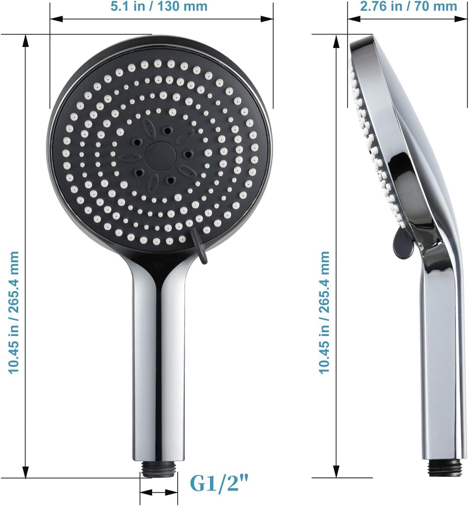 Handheld Shower Head, 6-Mode High Pressure Handheld Sprayer High Flow Large Powerful Boosting Handheld Showerhead for
