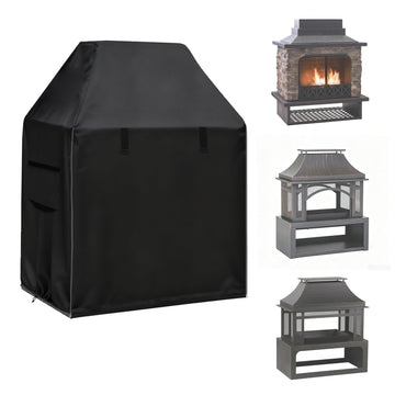 Outdoor Fireplace Cover, 42"W x 24"D x 48"H, Black