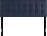 Lily Tufted Linen Fabric Upholstered King Headboard in Navy