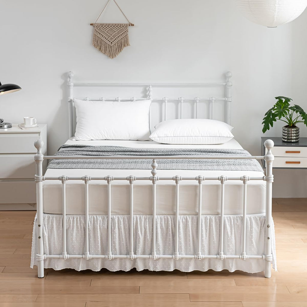 Tufted Dot Bed Skirt - Ruffled Bed Skirt with Split Corners