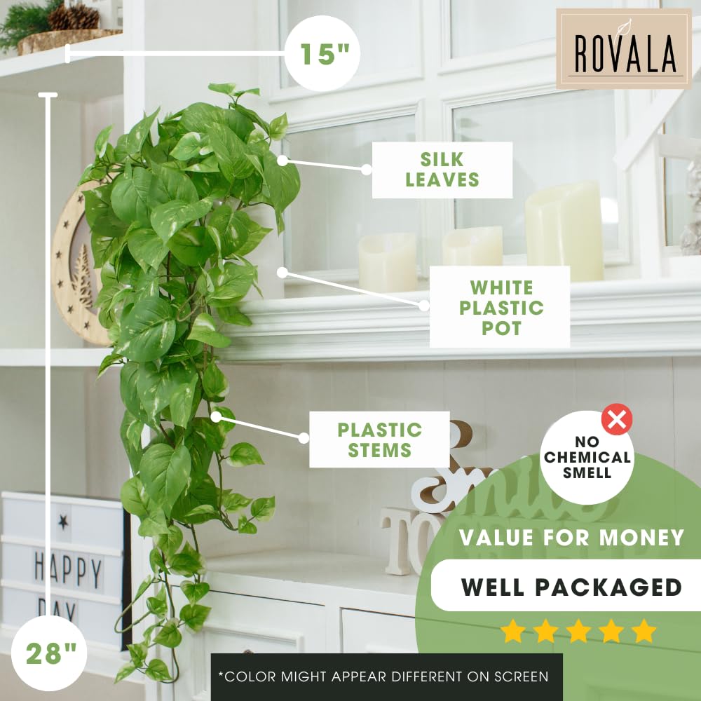 Silk Plants Decor Indoor in Pot Realistic Artificial Plants Fake Hanging Plants Faux Plants Indoor Fake Potted Plants