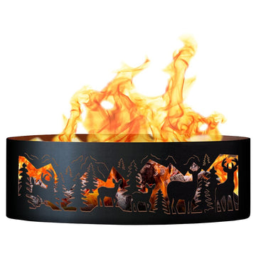 Outdoor Campfire Fire Ring w Whitetail Deer Design (48 in. Dia.)