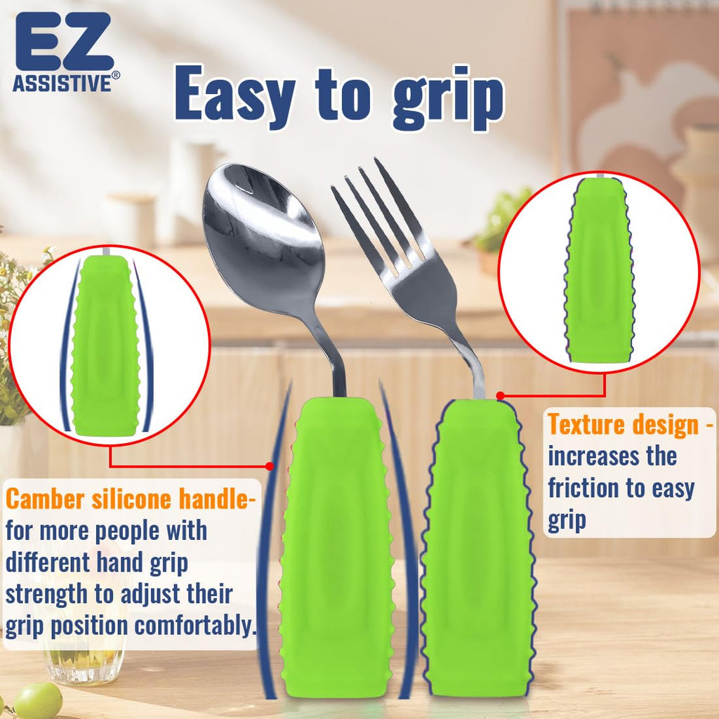 Adaptive Weighted Utensils Set - Spoon and Fork for Hand Tremors, Parkinson's, Elderly, and Arthritis - Adaptive