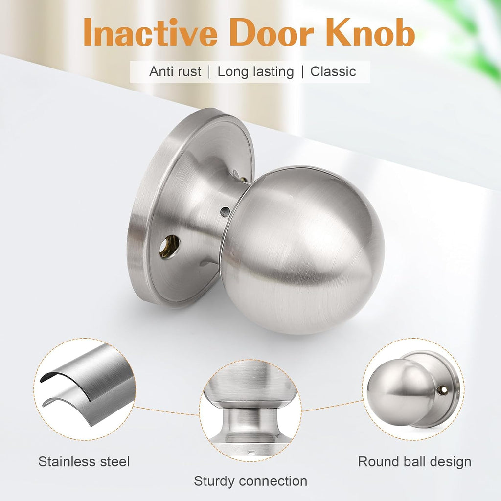 Dummy Door Knobs Brushed Nickel Single Inactive Ball Knobs Pack of 6