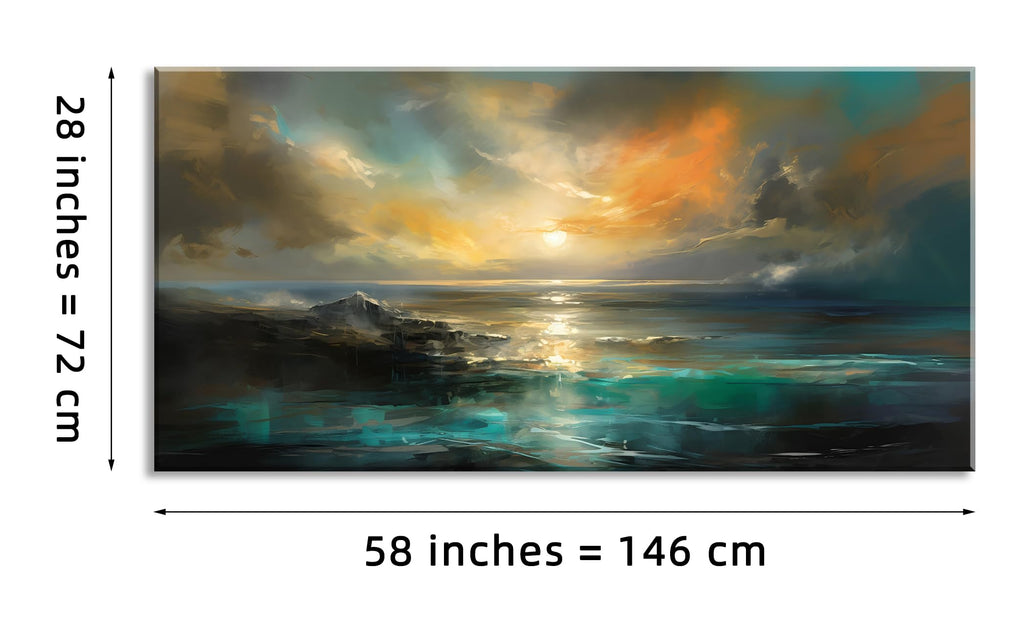 Ocean Sunset Landscape Canvas Wall Art Bedroom Home Decoration, Beautiful Nature Scenery Oil Painting Print Picture