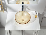 Pearl Series Glass Vessel Sink In Gold Top Raindrop Mount Sinks Above Countertop | Vanity Countertop Sink Bowl with