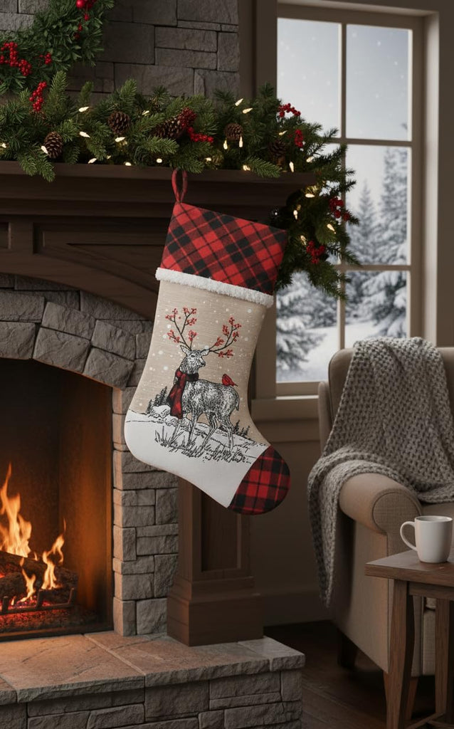20 Inch Reindeer Christmas Stocking, Deer Stocking
