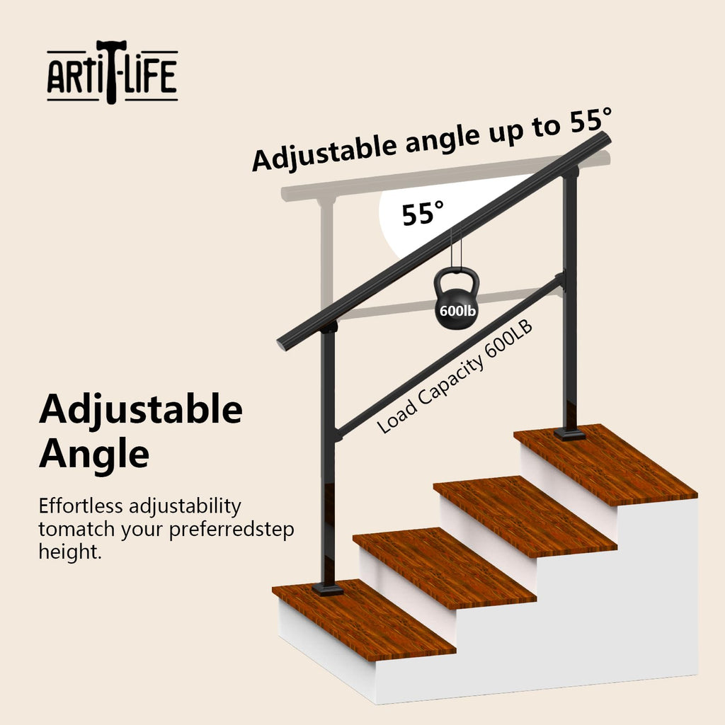 Hand Rails for Outdoor Steps, Railings for Outdoor Steps, 4 Step Handrails for Outdoor Steps, Porch Handrail Wrought