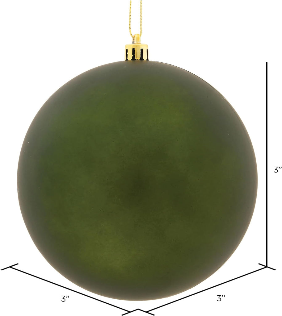 3" Moss Green Matte Ball Ornament. Includes 12 Ornaments per Pack.