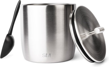 Vacuum Insulated Ice Bucket with Lid and Scoop | For Cocktail, Champagne, Wine, Beer, & Hosting | Stainless Steel