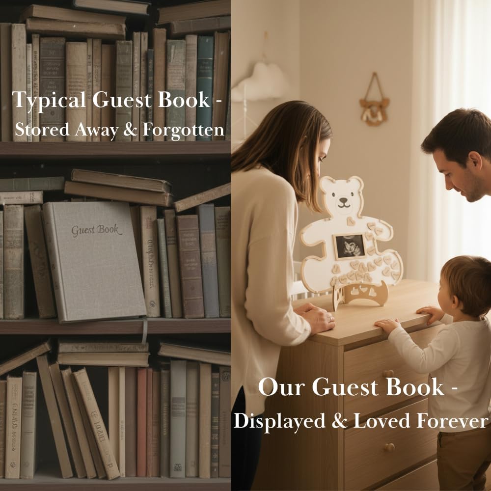 Baby Memory Keepsake Frame Guestbook - Luxury Baby Shower & First Birthday Guest Book Alternative - Preserve Wishes