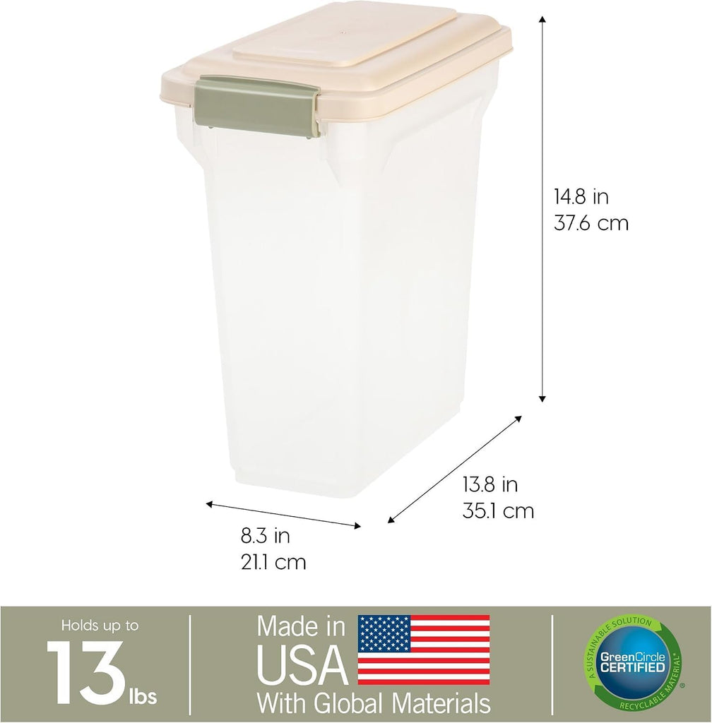 USA Dog Food Storage Container, Up to 13 lbs, Almond, Made in USA