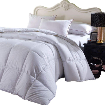 Soft and Fluffy, Overfilled Dobby Down Alternative Comforter, Full/Queen Size, Checkered White, 100% Cotton Shell 300