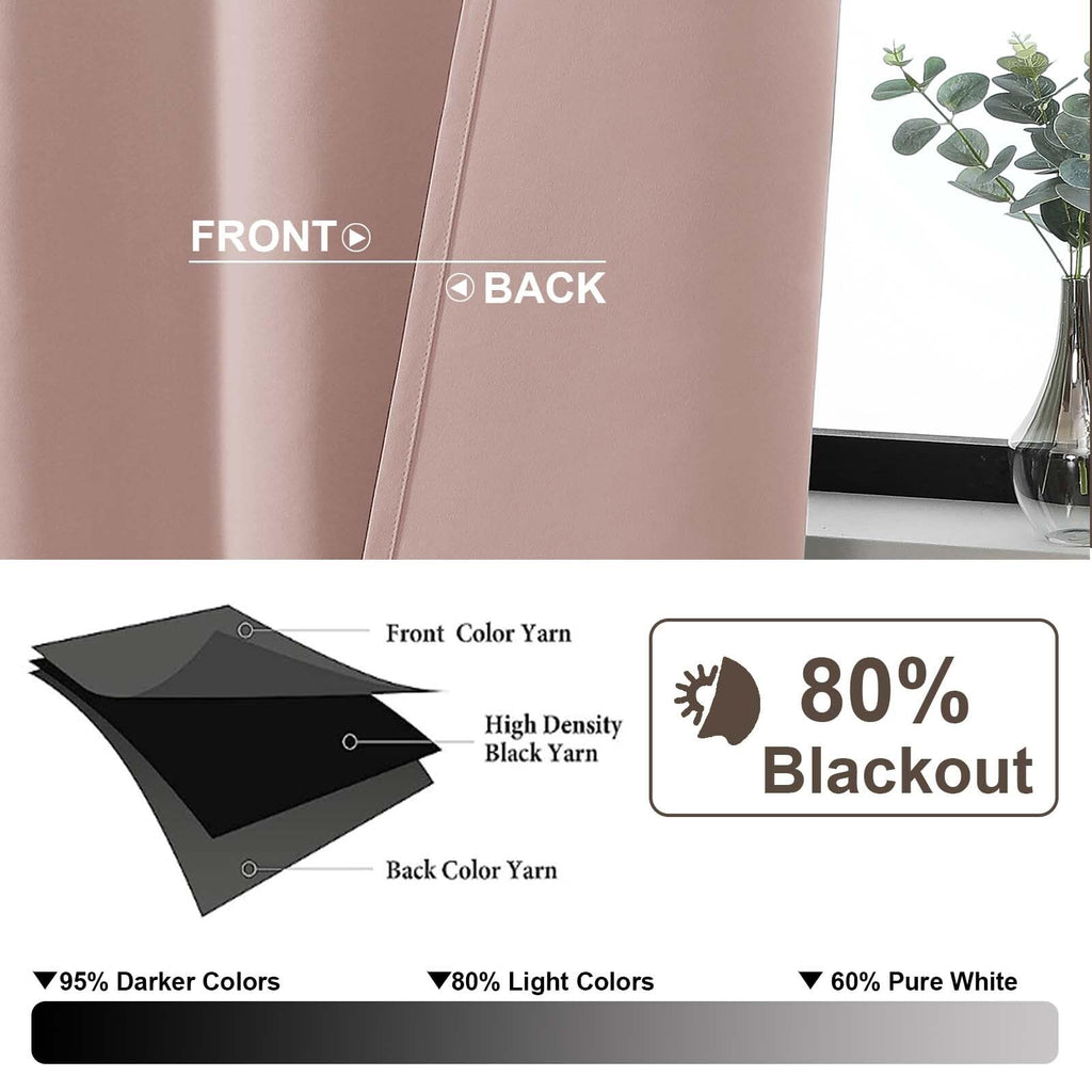 Blush Pink Blackout Curtains 84 Inches Long 2 Panels