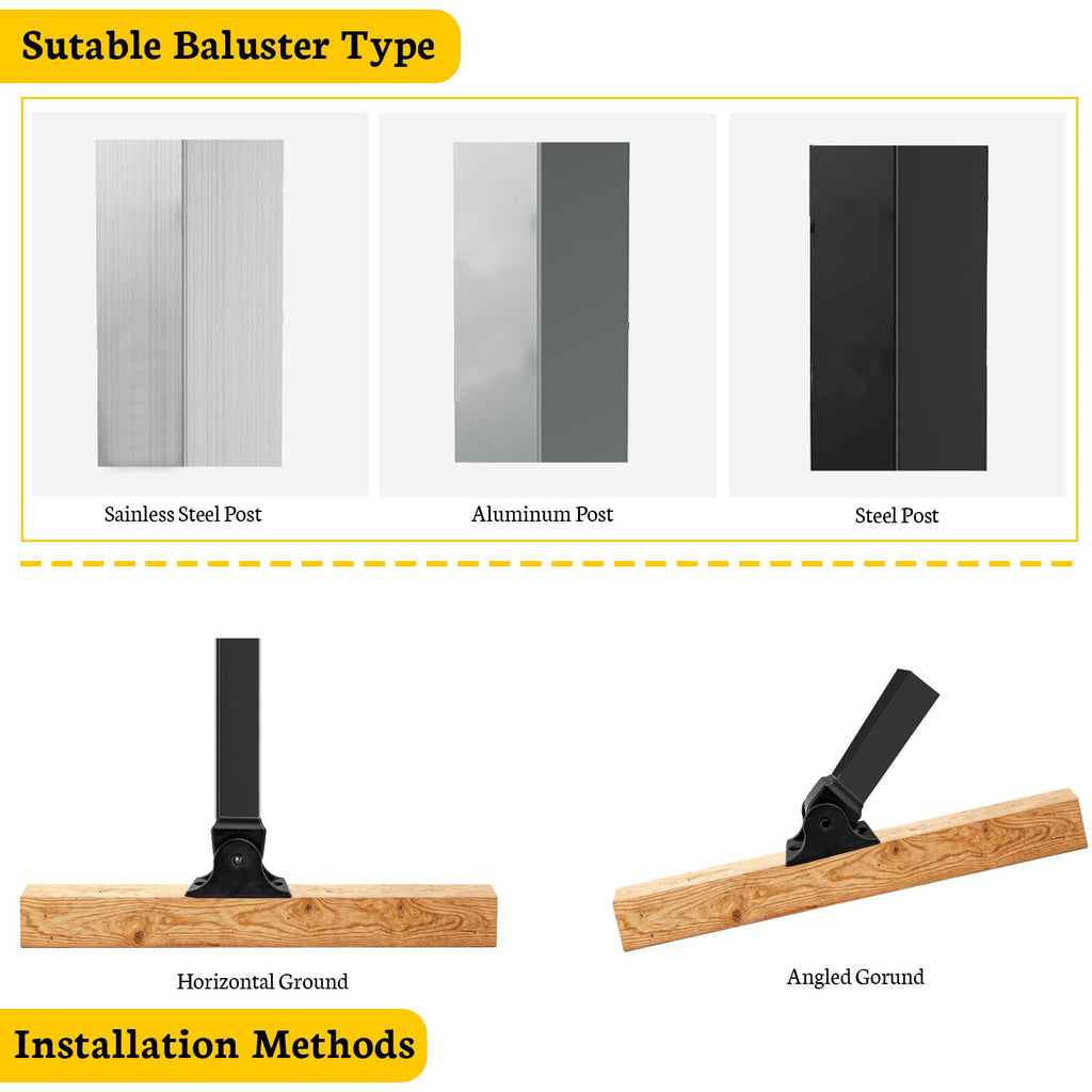 Balusters Swivel Shoes - Stair Swivel Shoe for Staircase Interior with Screws for 1/2 Inch Square Balusters, Aluminum