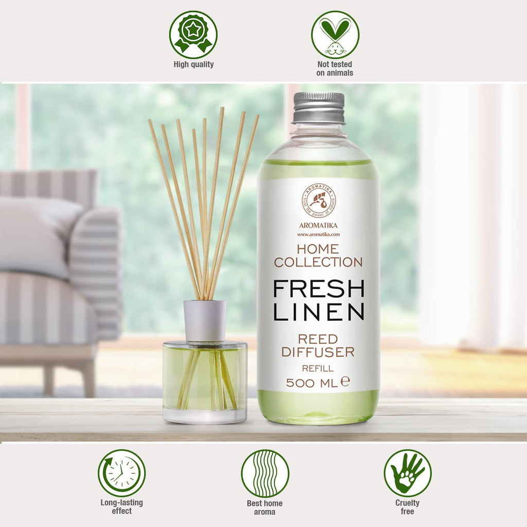 Reed Diffuser Refill Fresh Linen 17.0 Fl Oz (500ml) - Room Diffuser Refill - Home Fragrance - Scented Diffuser