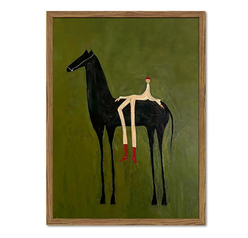 Abstract Western Cowboy Wall Art Vintage Horse Rider Wall Decor Painting, Contemporary Southwestern Poster Canvas